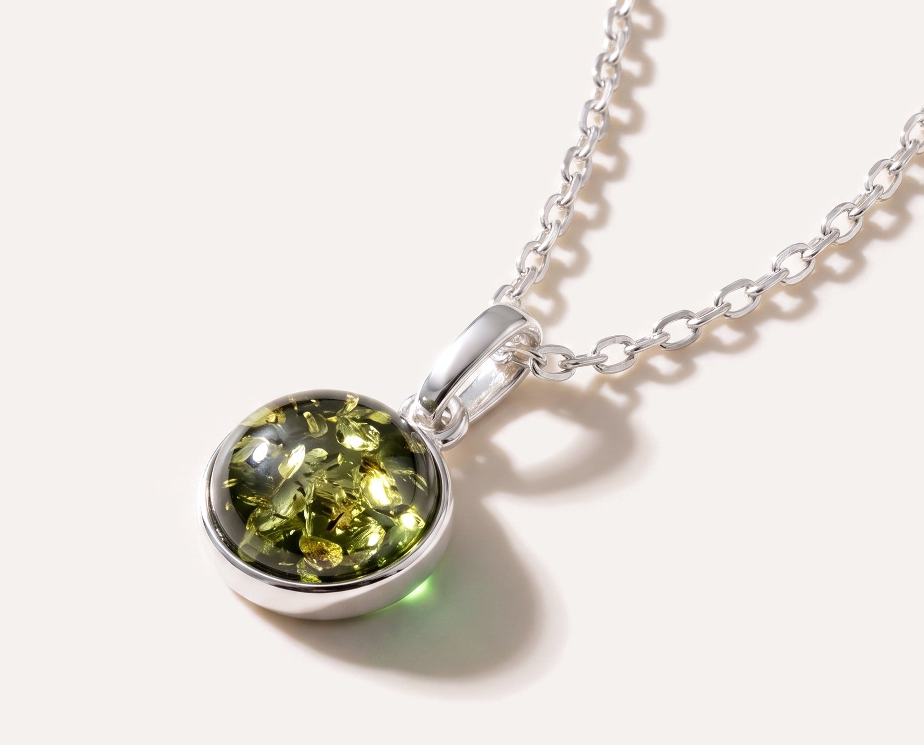 ESSENTIALS Mini Green Amber Pendant — Baltic amber and sterling silver jewellery by Baltic Beauty