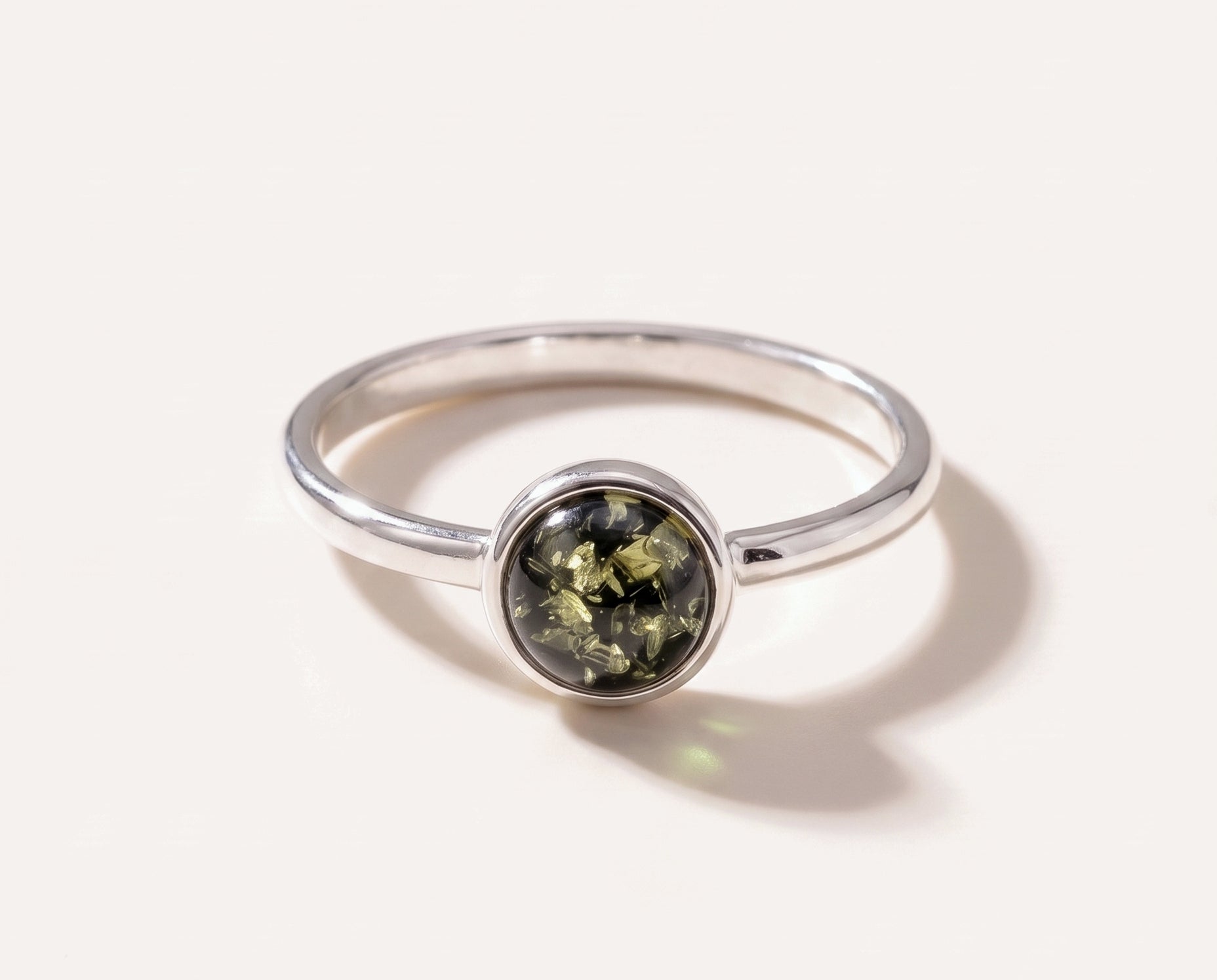 ESSENTIALS Mini Green Amber Stacking Ring — Baltic amber and sterling silver jewellery by Baltic Beauty