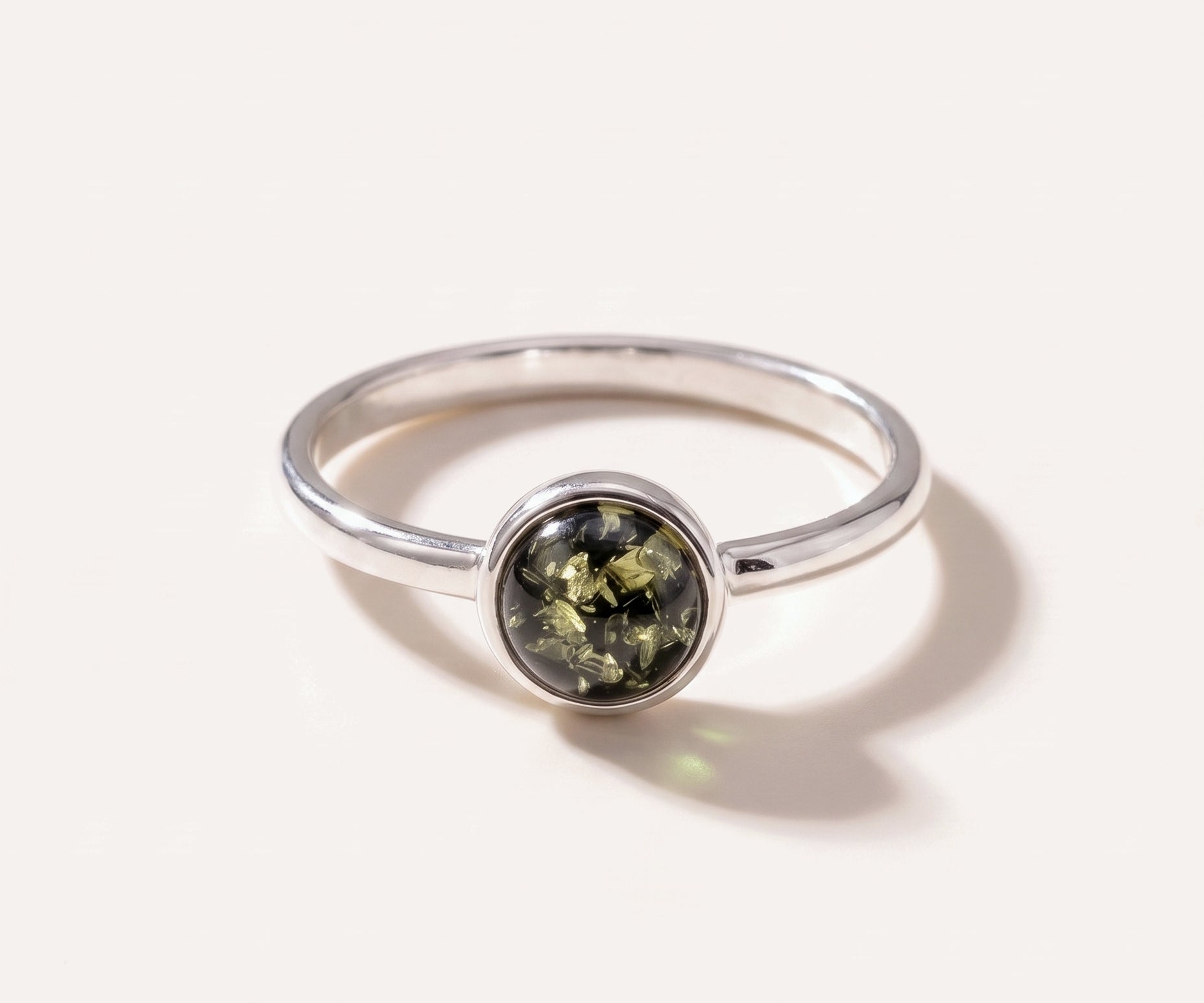 ESSENTIALS Mini Green Amber Stacking Ring — Baltic amber and sterling silver jewellery by Baltic Beauty