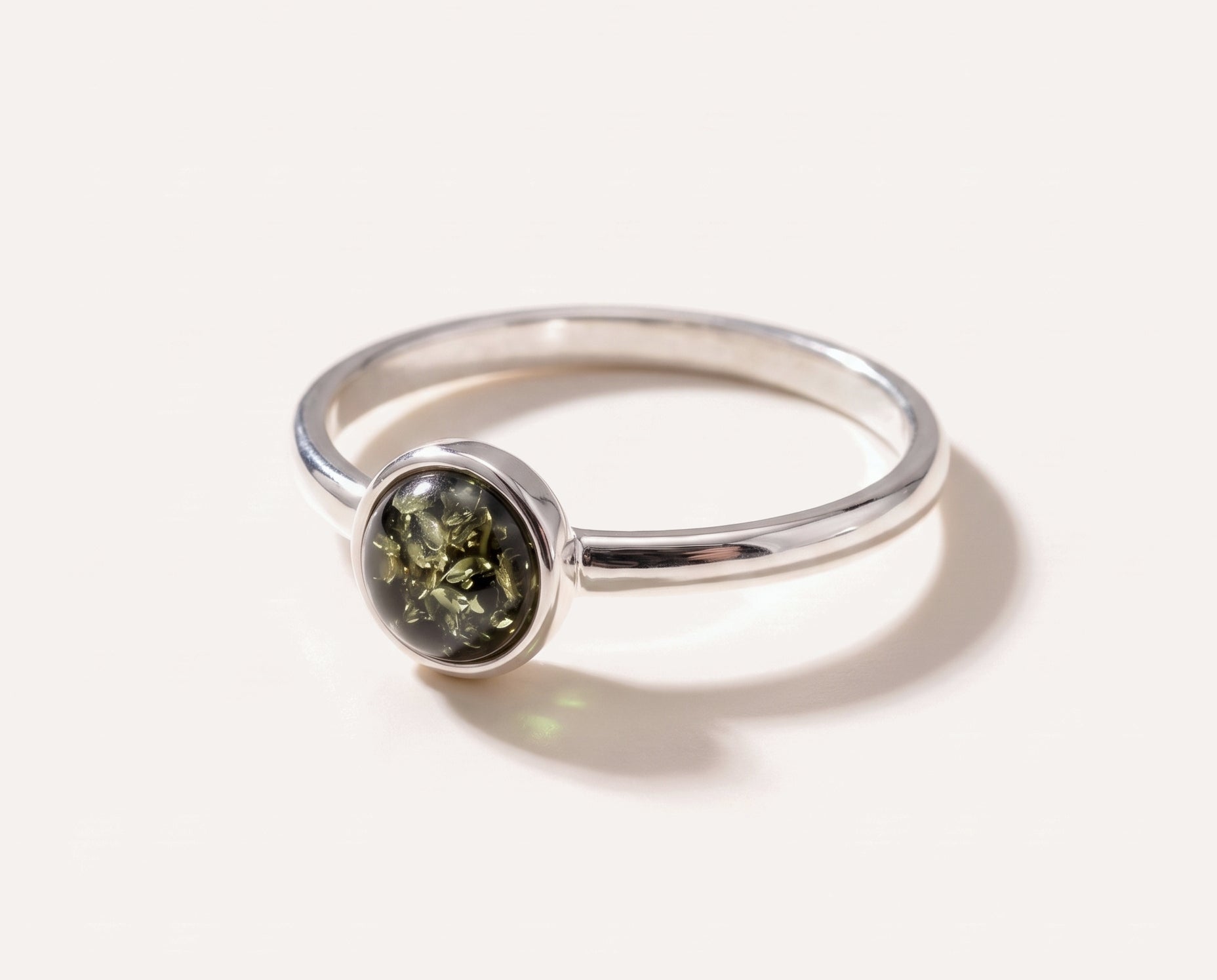 ESSENTIALS Mini Green Amber Stacking Ring — Baltic amber and sterling silver jewellery by Baltic Beauty