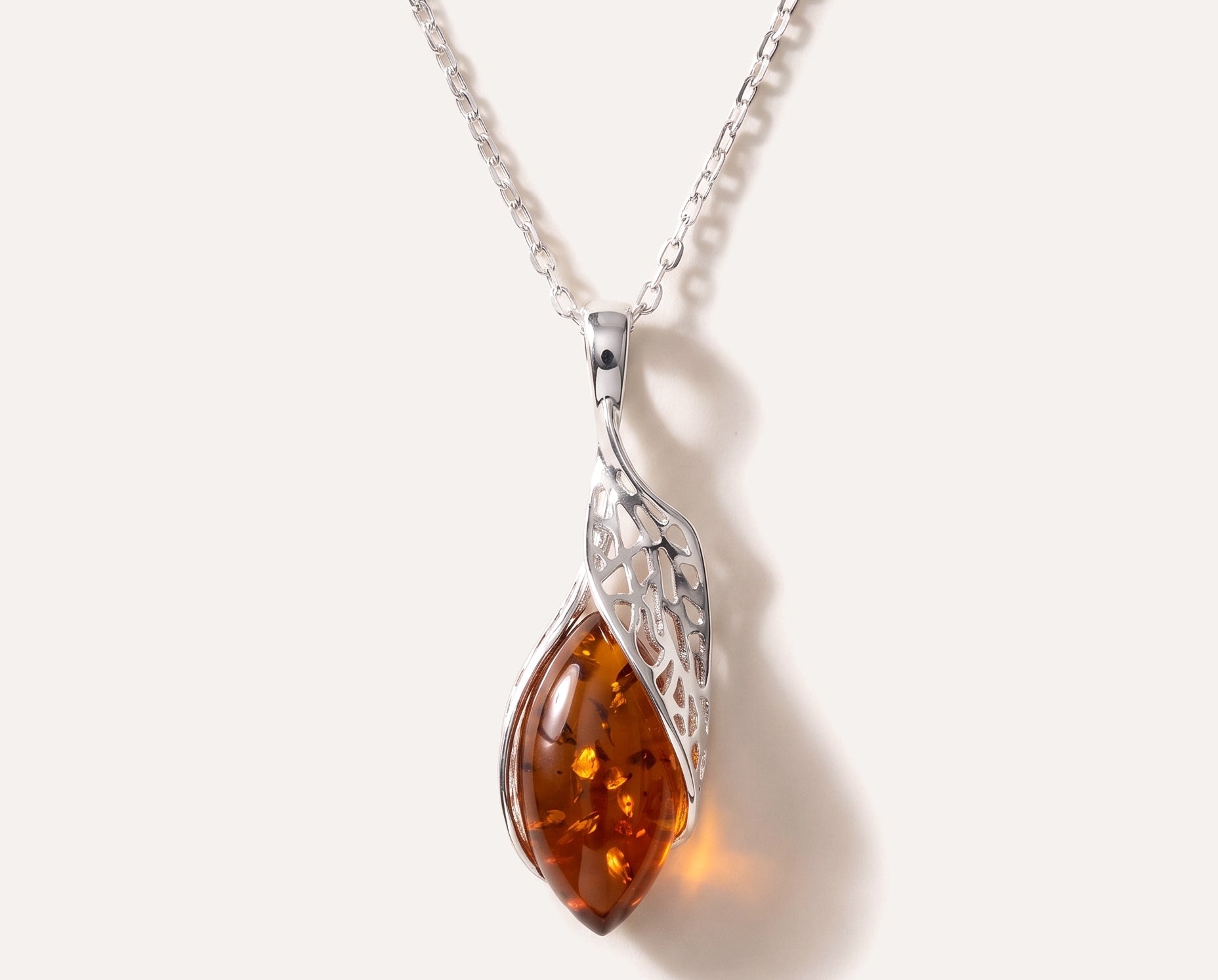 Fancy Top Amber & Silver Pendant — Baltic amber and sterling silver jewellery by Baltic Beauty