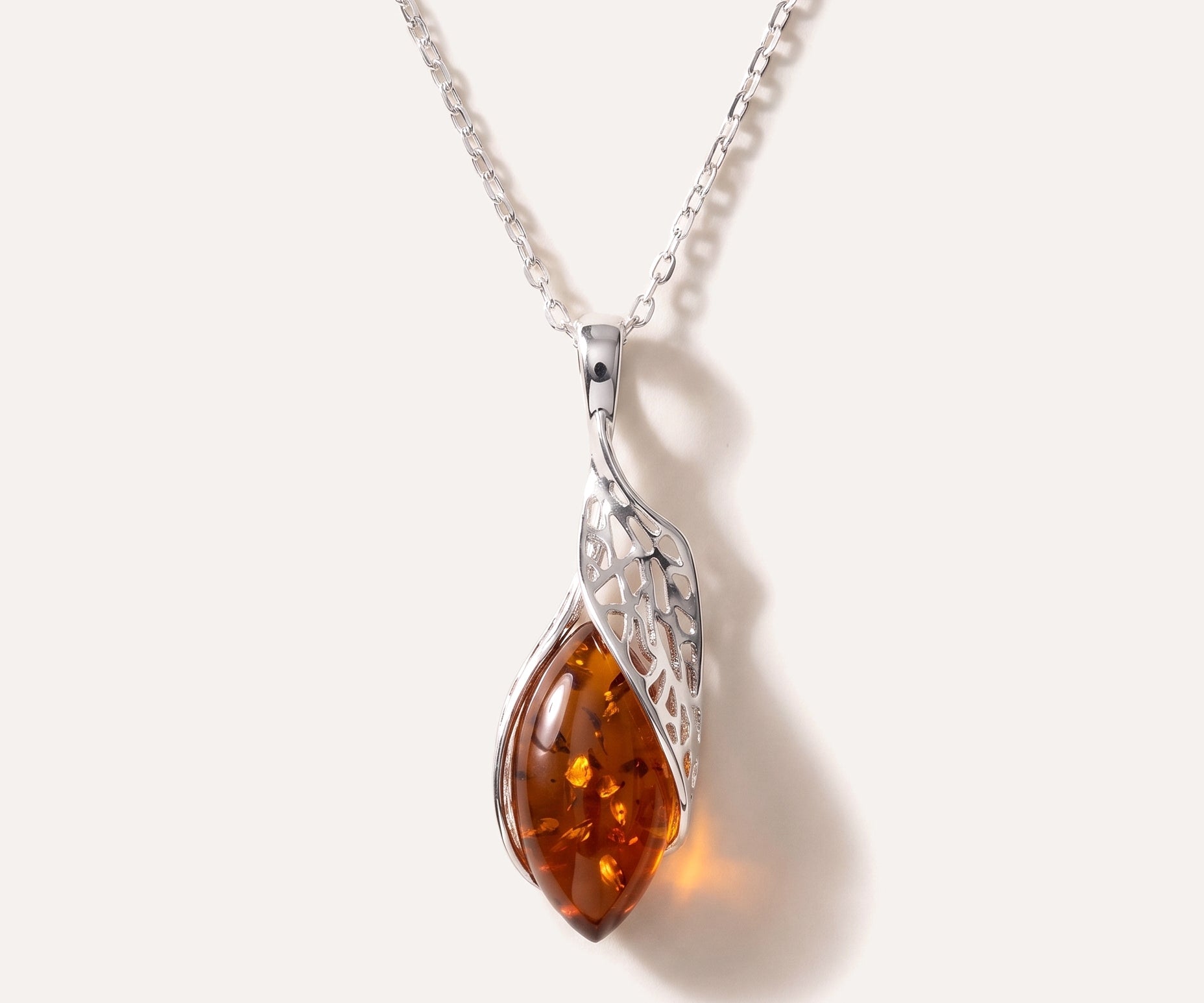 Fancy Top Amber & Silver Pendant — Baltic amber and sterling silver jewellery by Baltic Beauty