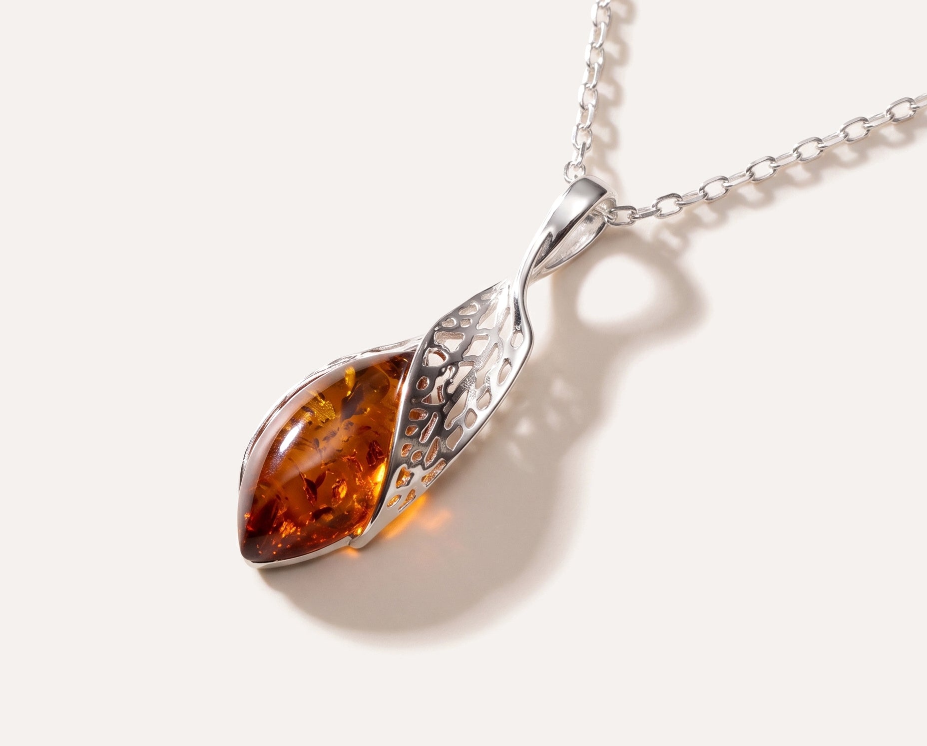 Fancy Top Amber & Silver Pendant — Baltic amber and sterling silver jewellery by Baltic Beauty
