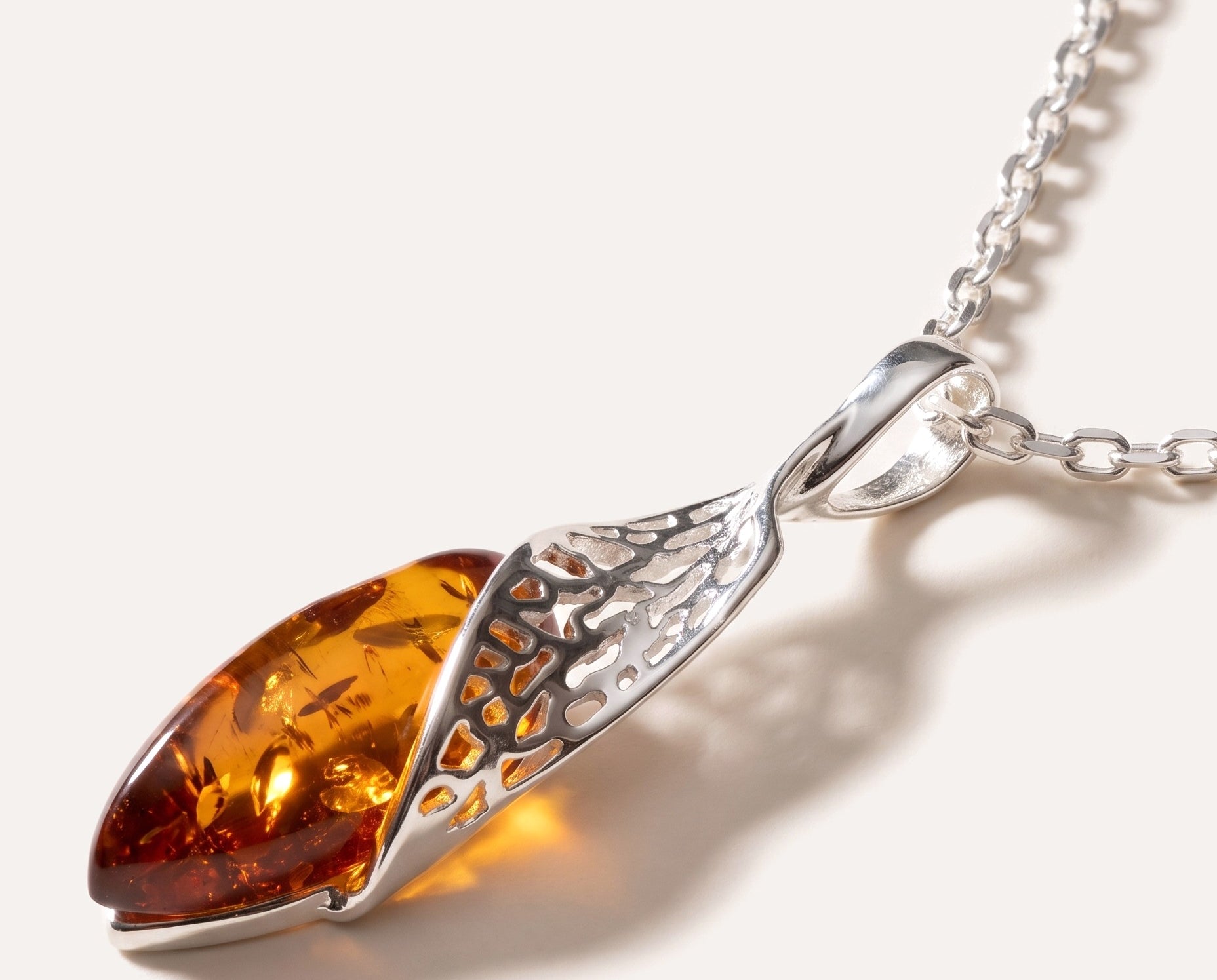 Fancy Top Amber & Silver Pendant — Baltic amber and sterling silver jewellery by Baltic Beauty
