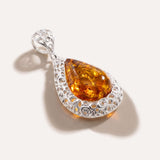 Filigree Frame Amber Teardrop Pendant — Baltic amber and sterling silver jewellery by Baltic Beauty