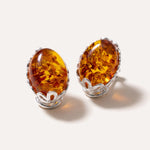 Floral Frame Oval Amber Clip On Earrings — Baltic amber and sterling silver jewellery by Baltic Beauty