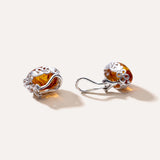 Floral Frame Oval Amber Clip On Earrings — Baltic amber and sterling silver jewellery by Baltic Beauty