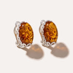 Floral Frame Oval Amber Clip On Earrings — Baltic amber and sterling silver jewellery by Baltic Beauty