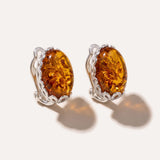 Floral Frame Oval Amber Clip On Earrings — Baltic amber and sterling silver jewellery by Baltic Beauty