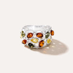 Floral Multicolour Amber Cuff Ring — Baltic amber and sterling silver jewellery by Baltic Beauty