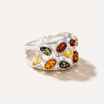 Floral Multicolour Amber Cuff Ring — Baltic amber and sterling silver jewellery by Baltic Beauty