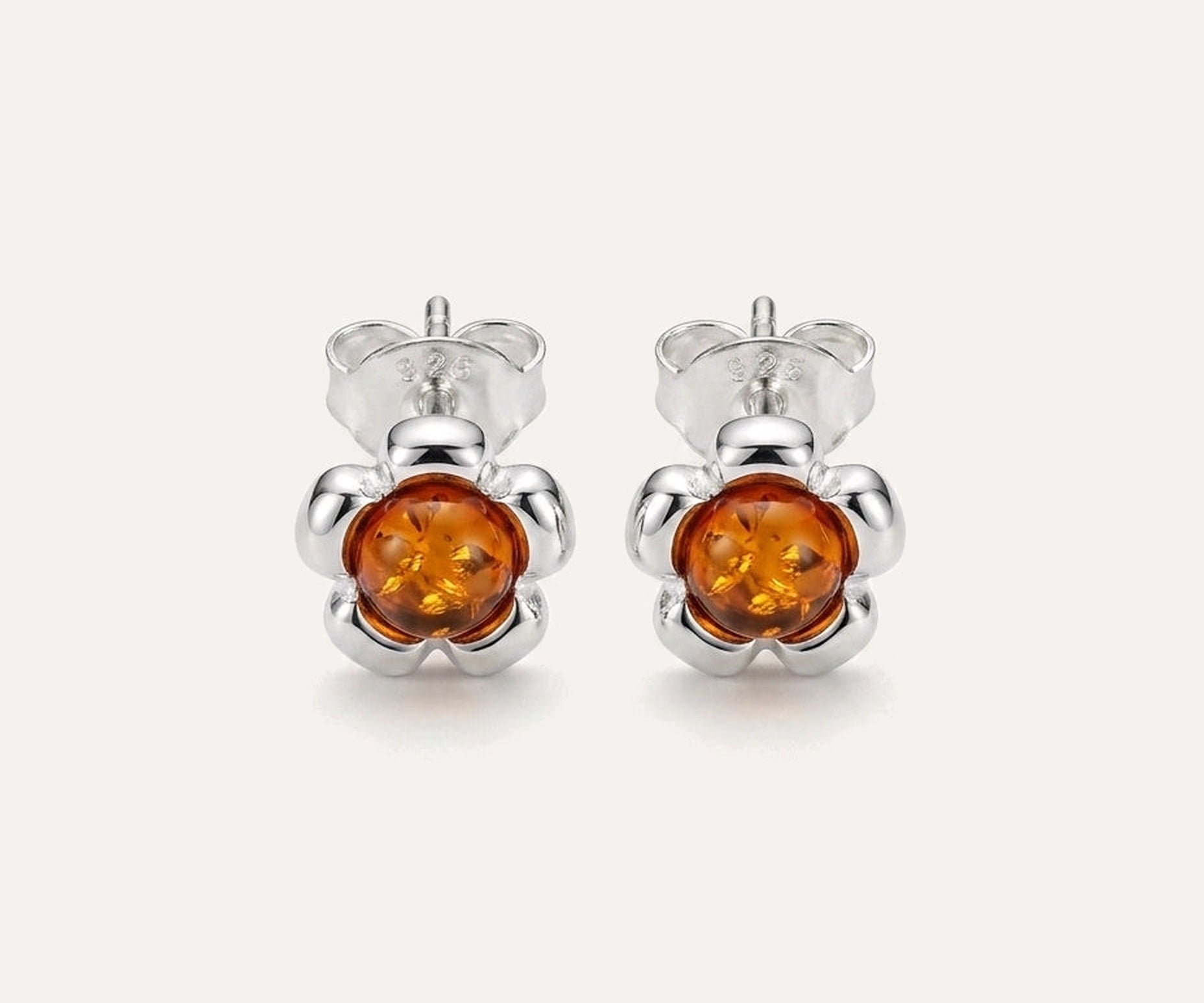 Floral Stud Amber Earrings — Baltic amber and sterling silver jewellery by Baltic Beauty