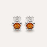 Floral Stud Amber Earrings — Baltic amber and sterling silver jewellery by Baltic Beauty