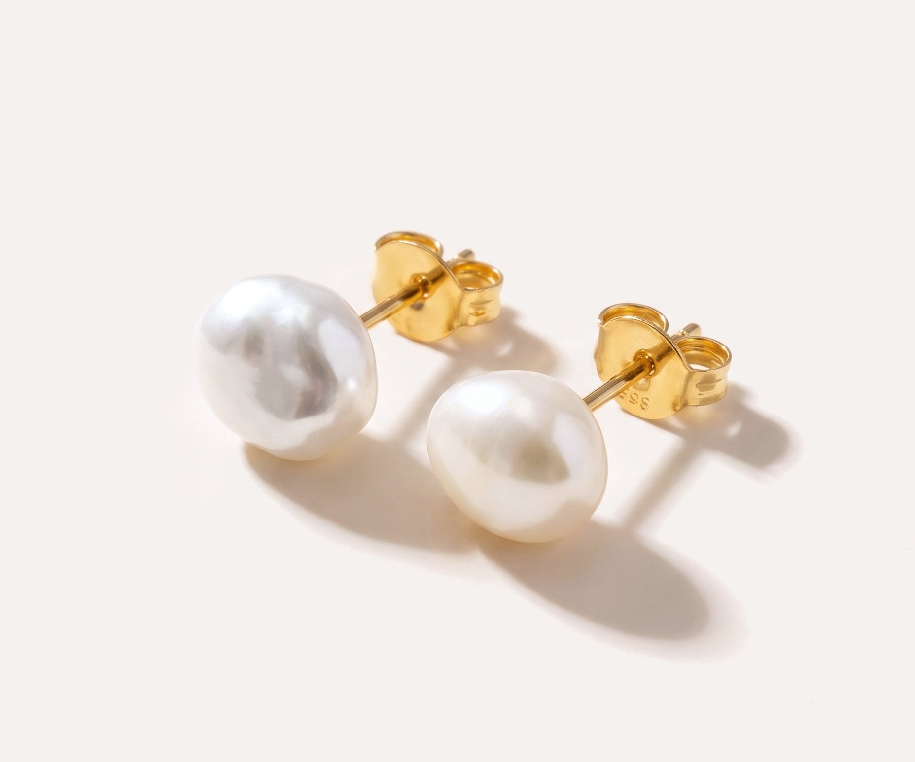 Freshwater Baroque Pearl Stud Earrings — Baltic amber and sterling silver jewellery by Baltic Beauty