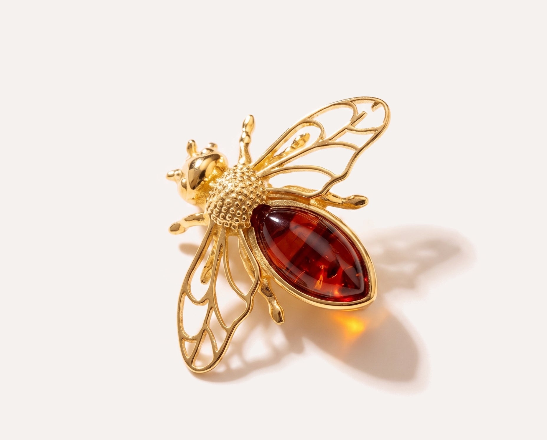 Gold Amber Bee Brooch — Baltic amber and sterling silver jewellery by Baltic Beauty