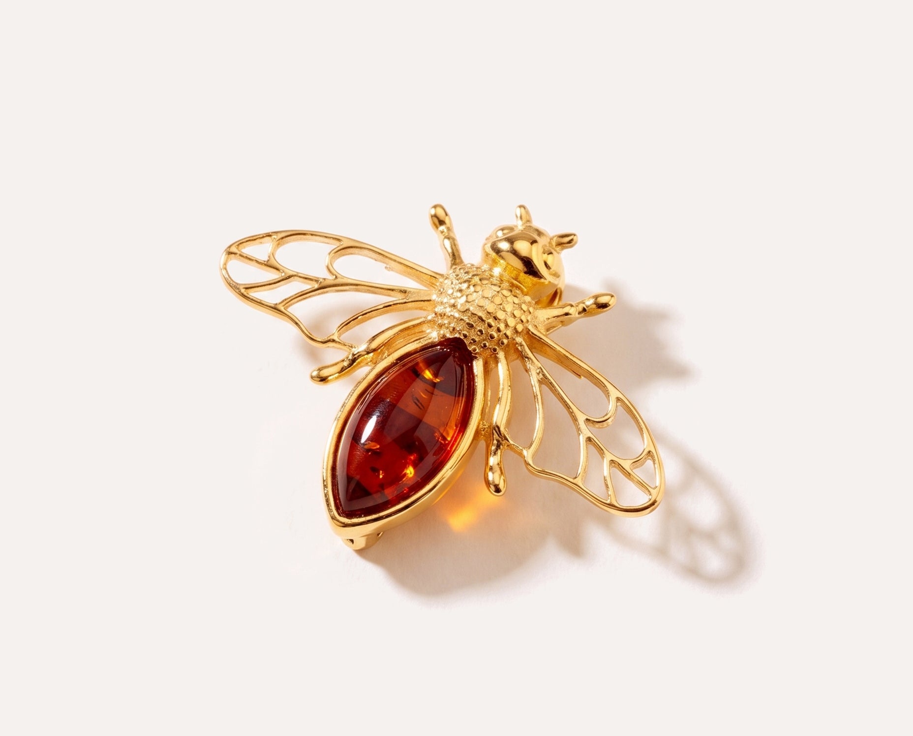 Gold Amber Bee Brooch — Baltic amber and sterling silver jewellery by Baltic Beauty