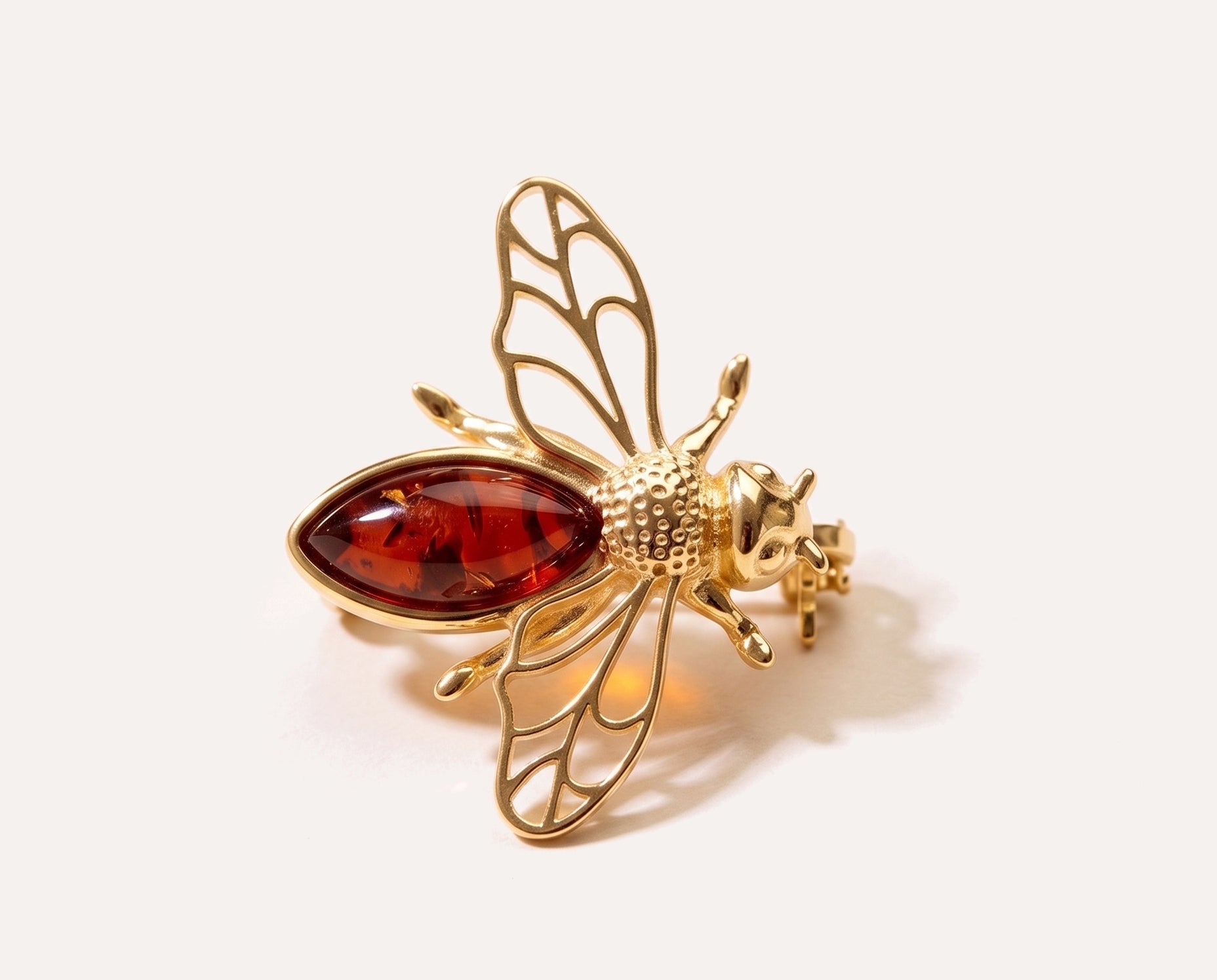 Gold Amber Bee Brooch — Baltic amber and sterling silver jewellery by Baltic Beauty