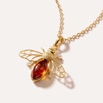 Gold Amber Bee Necklace — Baltic amber and sterling silver jewellery by Baltic Beauty