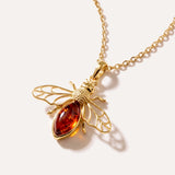 Gold Amber Bee Necklace — Baltic amber and sterling silver jewellery by Baltic Beauty