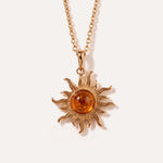Gold Amber Sun Charm Pendant — Baltic amber and sterling silver jewellery by Baltic Beauty