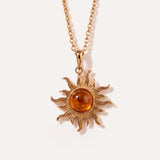 Gold Amber Sun Charm Pendant — Baltic amber and sterling silver jewellery by Baltic Beauty