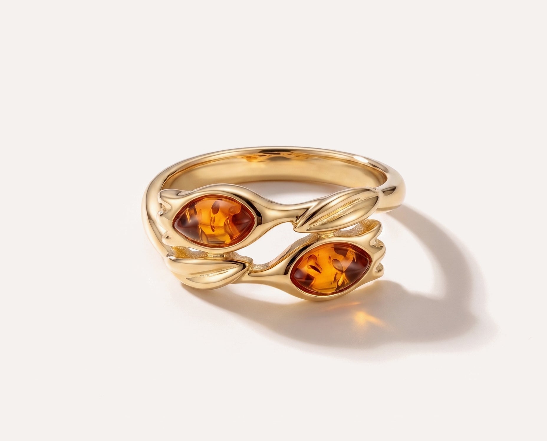 Gold Amber Tulip Ring — Baltic amber and sterling silver jewellery by Baltic Beauty