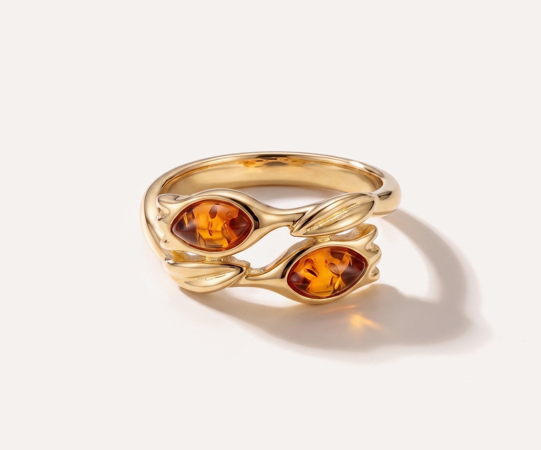 Gold Amber Tulip Ring — Baltic amber and sterling silver jewellery by Baltic Beauty