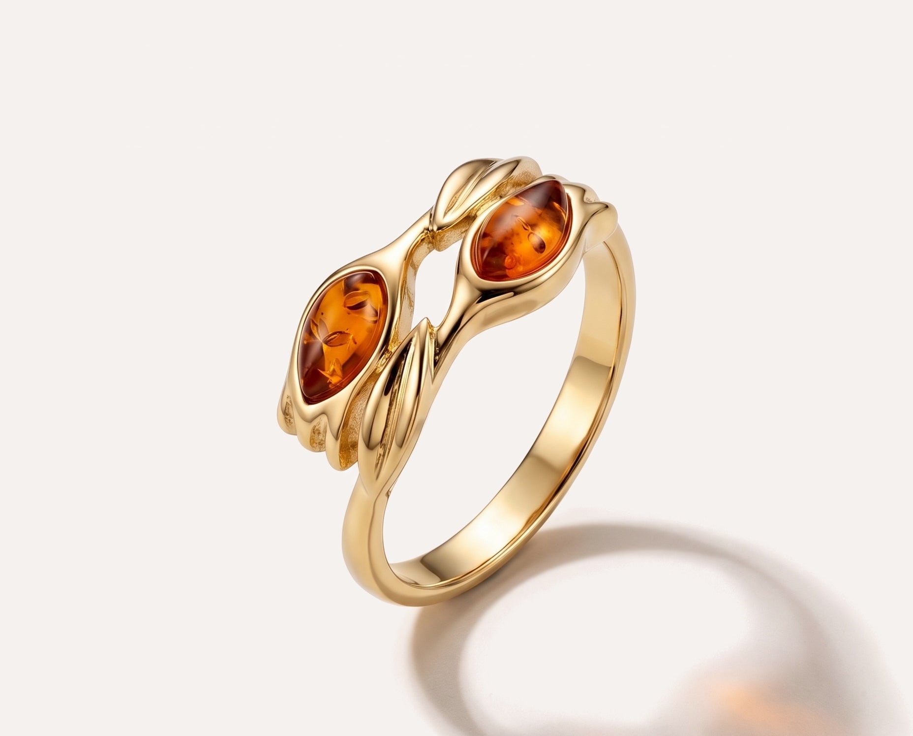 Gold Amber Tulip Ring — Baltic amber and sterling silver jewellery by Baltic Beauty