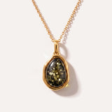 Gold Green Amber ELEMENT Pendant Necklace — Baltic amber and sterling silver jewellery by Baltic Beauty
