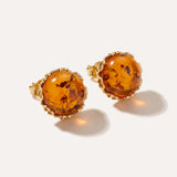 Gold Heart Frame Stud Earrings — Baltic amber and sterling silver jewellery by Baltic Beauty
