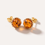 Gold Heart Frame Stud Earrings — Baltic amber and sterling silver jewellery by Baltic Beauty