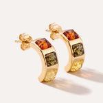 Gold Multicolour Baguette Amber Earrings — Baltic amber and sterling silver jewellery by Baltic Beauty