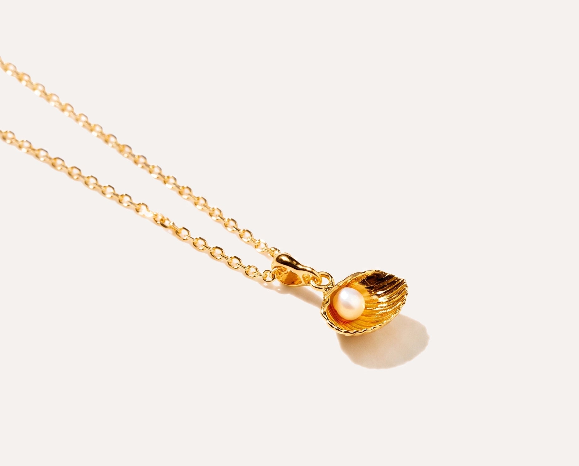 Gold Pearl Sea Shell Necklace — Baltic amber and sterling silver jewellery by Baltic Beauty
