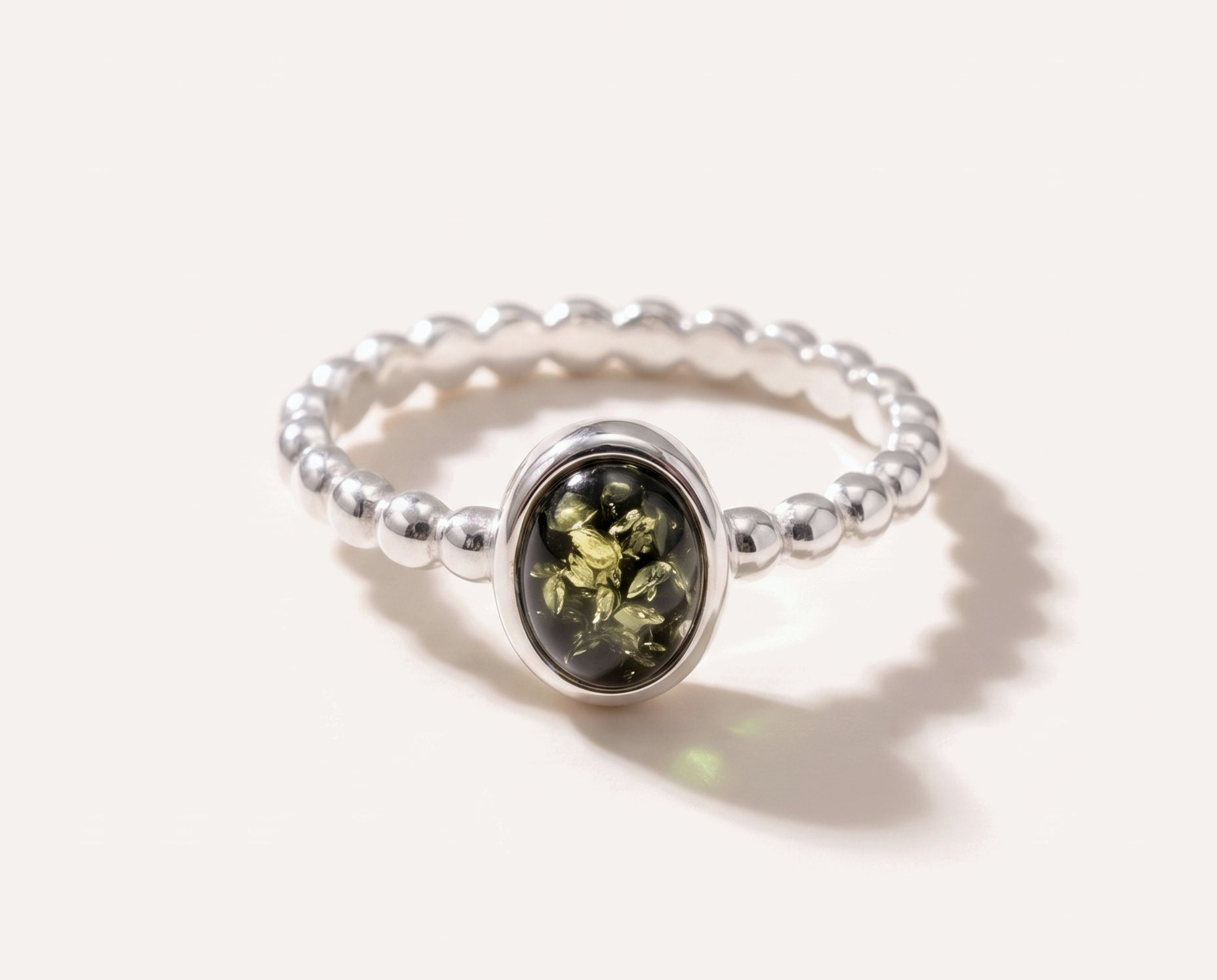 Green Amber Bubble Stacking Ring — Baltic amber and sterling silver jewellery by Baltic Beauty