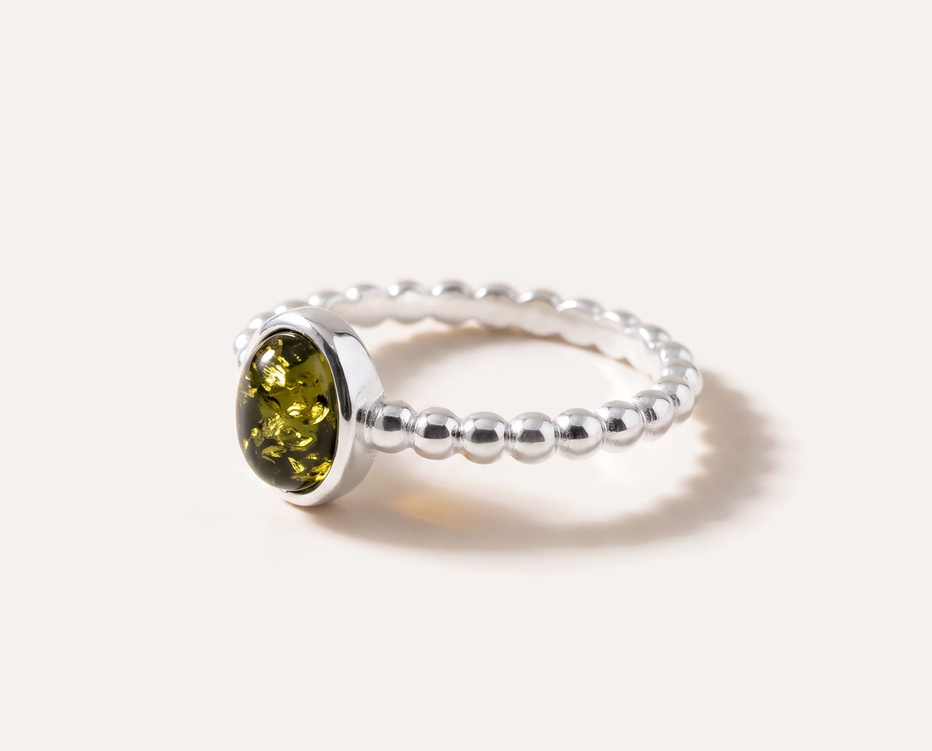 Green Amber Bubble Stacking Ring — Baltic amber and sterling silver jewellery by Baltic Beauty