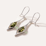 Green Amber Droplet Earrings — Baltic amber and sterling silver jewellery by Baltic Beauty