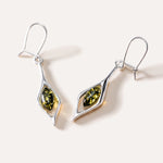Green Amber Droplet Earrings — Baltic amber and sterling silver jewellery by Baltic Beauty