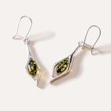 Green Amber Droplet Earrings — Baltic amber and sterling silver jewellery by Baltic Beauty