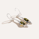 Green Amber Droplet Earrings — Baltic amber and sterling silver jewellery by Baltic Beauty