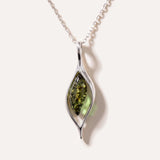 Green Amber Droplet Pendant — Baltic amber and sterling silver jewellery by Baltic Beauty