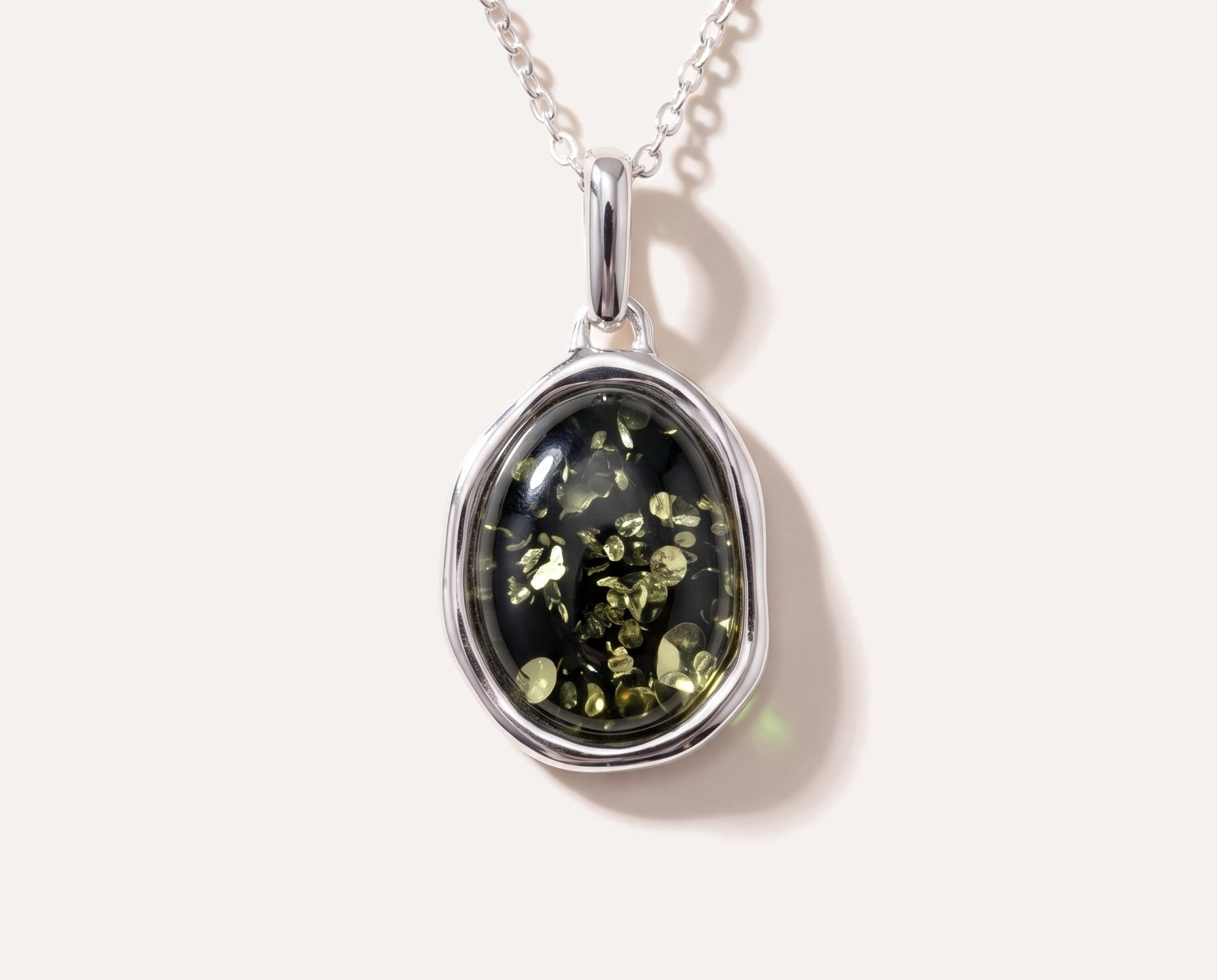 Green Amber ELEMENT Pendant Necklace — Baltic amber and sterling silver jewellery by Baltic Beauty