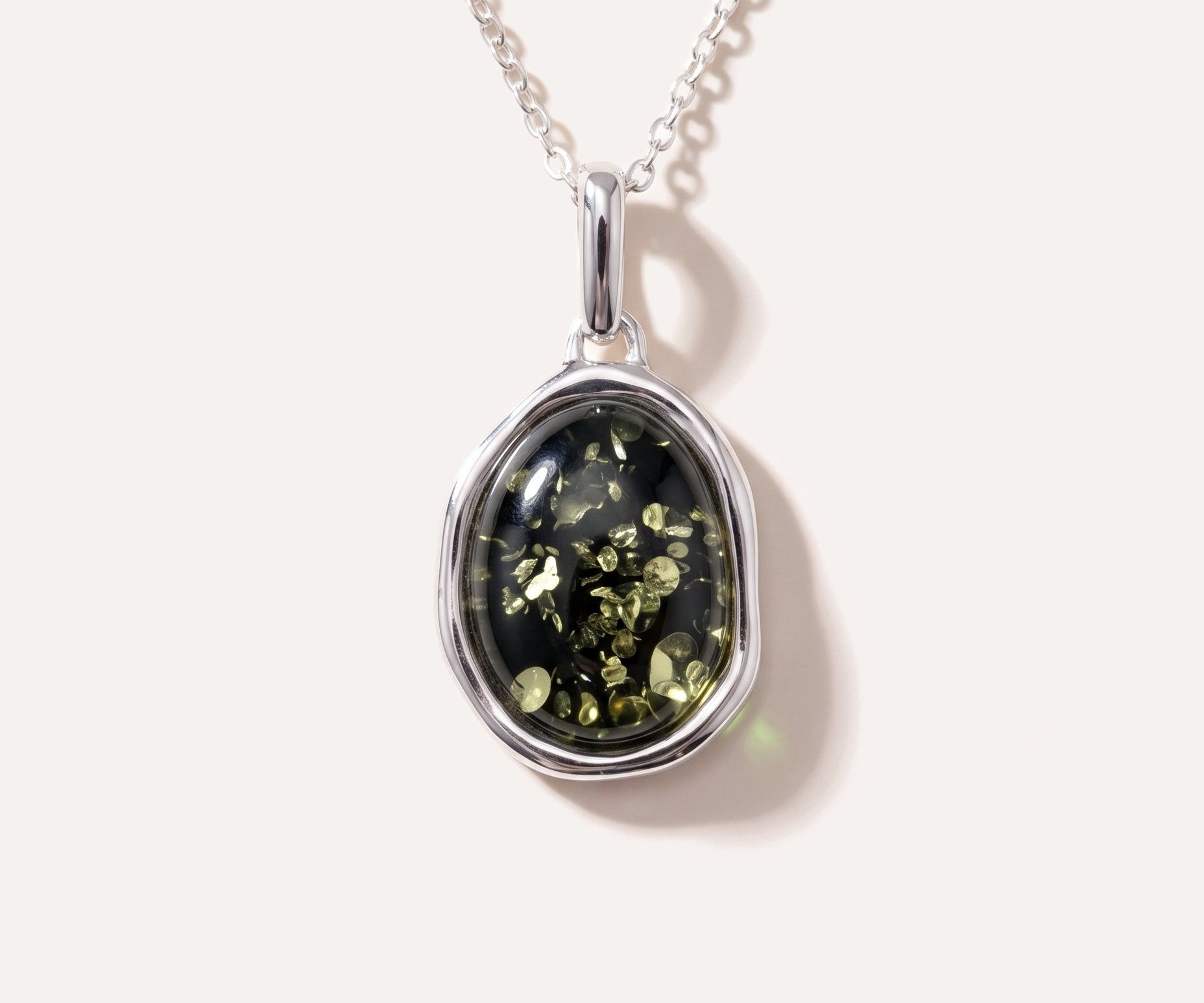 Green Amber ELEMENT Pendant Necklace — Baltic amber and sterling silver jewellery by Baltic Beauty