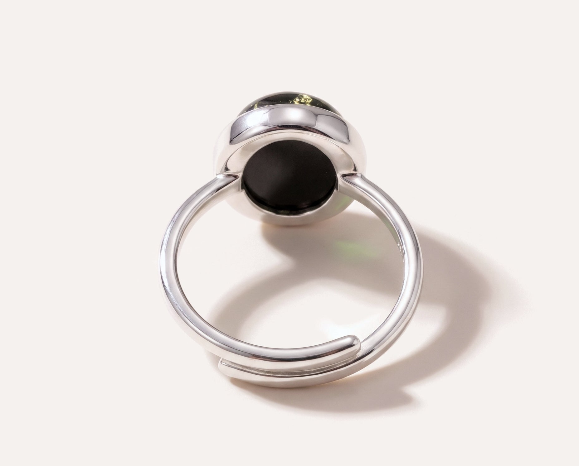Green Amber ELEMENT Solitaire Adjustable Ring — Baltic amber and sterling silver jewellery by Baltic Beauty