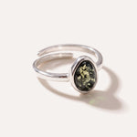 Green Amber ELEMENT Stacking Ring — Baltic amber and sterling silver jewellery by Baltic Beauty