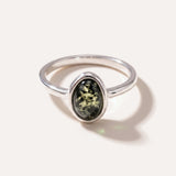 Green Amber ELEMENT Stacking Ring — Baltic amber and sterling silver jewellery by Baltic Beauty
