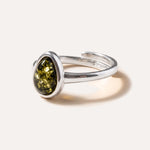 Green Amber ELEMENT Stacking Ring — Baltic amber and sterling silver jewellery by Baltic Beauty