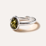 Green Amber ELEMENT Stacking Ring — Baltic amber and sterling silver jewellery by Baltic Beauty