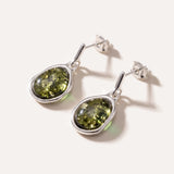 Green Amber ELEMENTS Drop Earrings — Baltic amber and sterling silver jewellery by Baltic Beauty