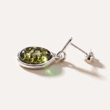 Green Amber ELEMENTS Drop Earrings — Baltic amber and sterling silver jewellery by Baltic Beauty