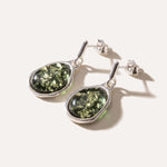 Green Amber ELEMENTS Drop Earrings — Baltic amber and sterling silver jewellery by Baltic Beauty